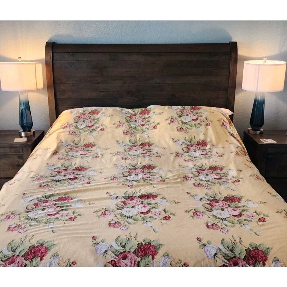 Vintage Ralph Lauren Kathleen Cotton Sateen Full Duvet Yellow Red Floral